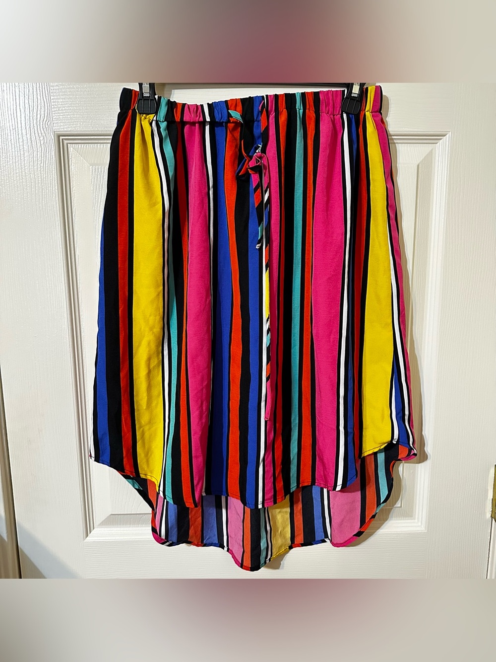 Multicolor Vertical Stripe Women’s Skirt - Elastic Waist